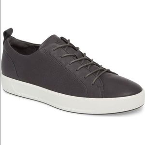 ECCO Black and White Leather Soft 8 Sneaker 12